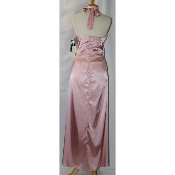 NoxAnabel #906 Satin Bridesmaid Formal Gown-Size L-DUSTY ROSE-NEW With Tags - Picture 3 of 7